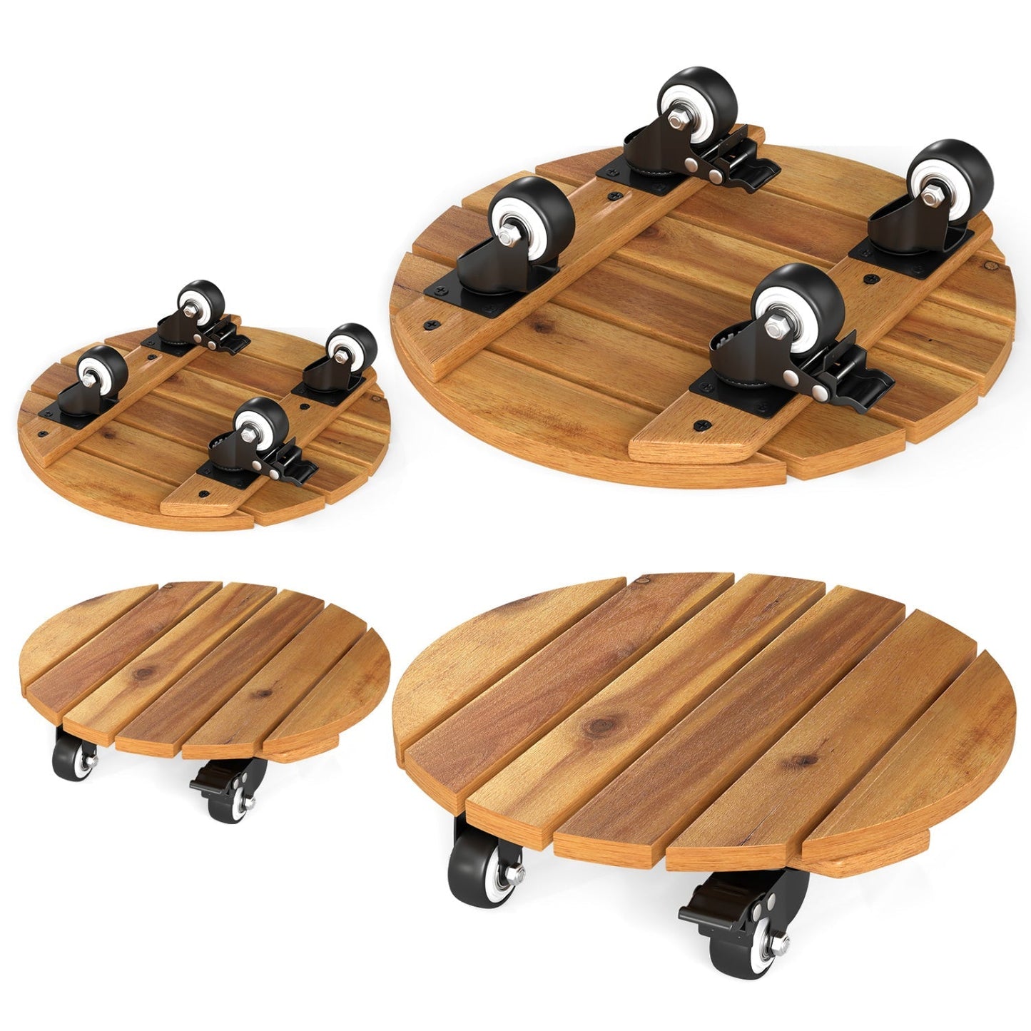 Rolling Plant Stand Set of 2 with Lockable Casters