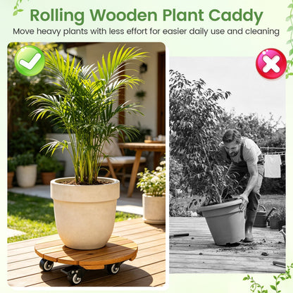 Rolling Plant Stand Set of 2 with Lockable Casters