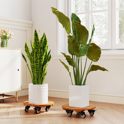 Rolling Plant Stand Set of 2 with Lockable Casters