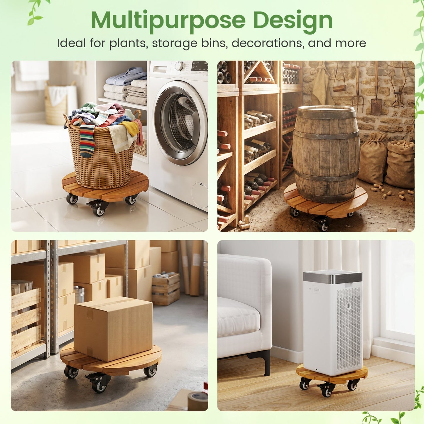Rolling Plant Stand Set of 2 with Lockable Casters