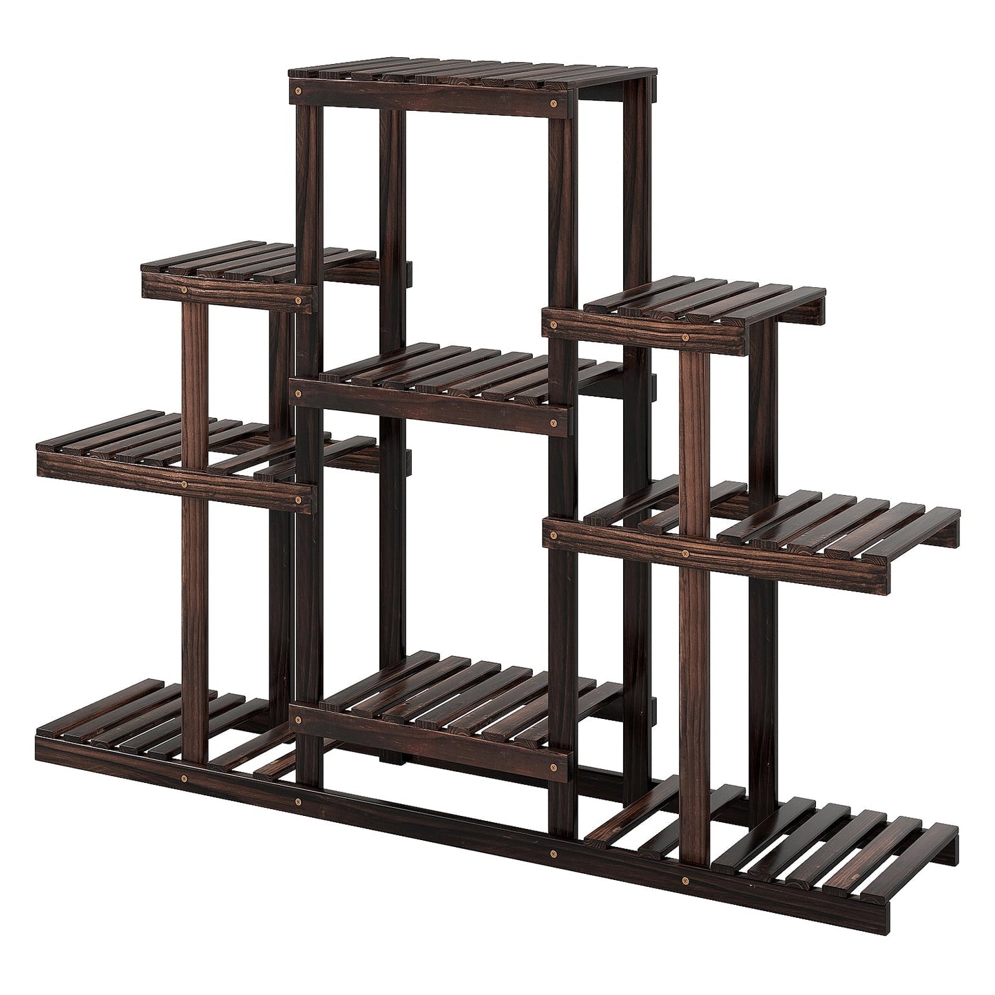 Indoor Outdoor Wood Plant Stand Multi-Tiered Corner Plant Shelf Flowerpot Holder-Brown