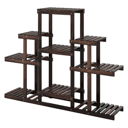 Indoor Outdoor Wood Plant Stand Multi-Tiered Corner Plant Shelf Flowerpot Holder-Brown