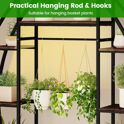 Indoor Plant Stand 63" Tall 10-Tier Corner Metal Plant Shelf Large Flowerpot Holder-Brown