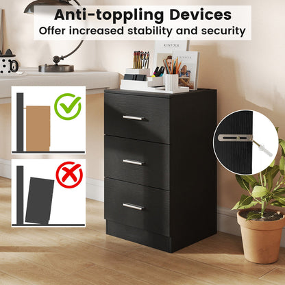 Nightstand with Charging Station End Table with 3 Storage Drawers Bedside Table for Bedroom