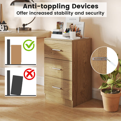 Nightstand with Charging Station End Table with 3 Storage Drawers Bedside Table for Bedroom