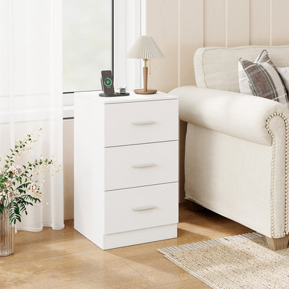 Nightstand with Charging Station End Table with 3 Storage Drawers Bedside Table for Bedroom