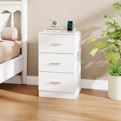 Nightstand with Charging Station End Table with 3 Storage Drawers Bedside Table for Bedroom