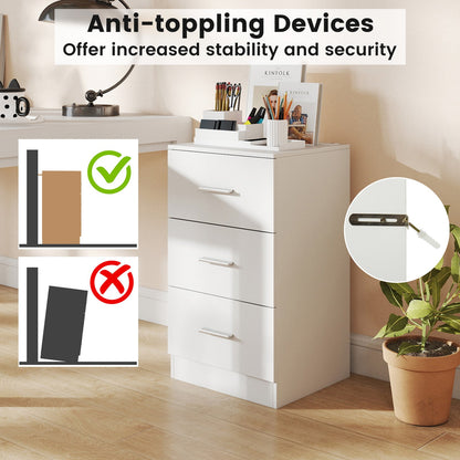 Nightstand with Charging Station End Table with 3 Storage Drawers Bedside Table for Bedroom