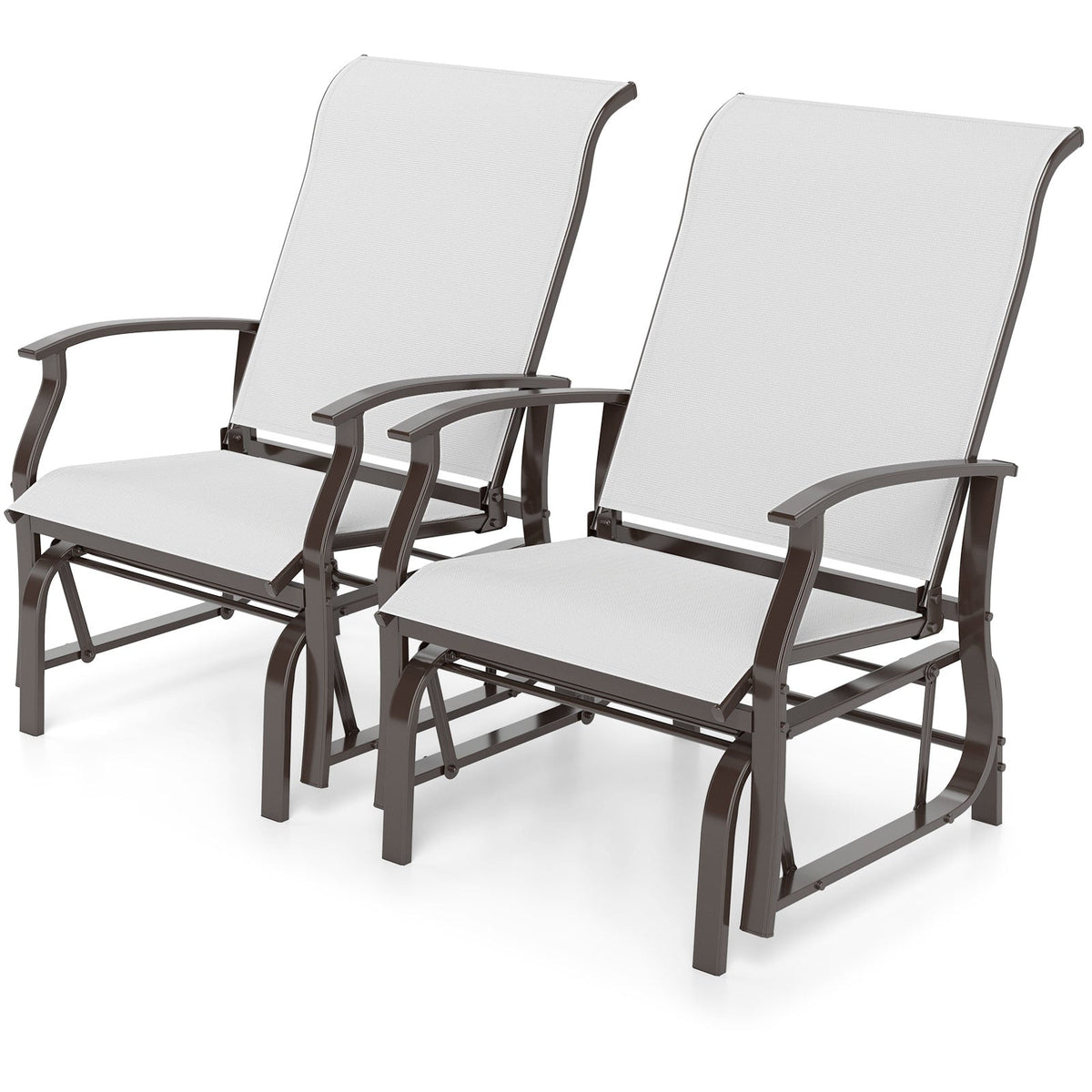 Outdoor Glider Chairs Set of 2 with Ergonomic Backrest and Seat