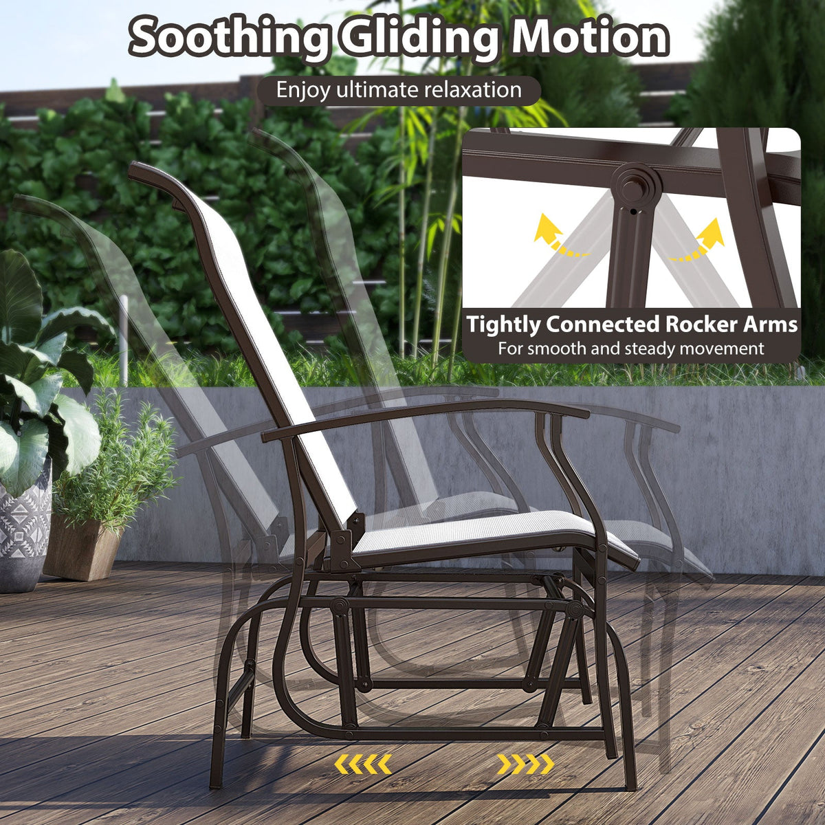 Outdoor Glider Chairs Set of 2 with Ergonomic Backrest and Seat