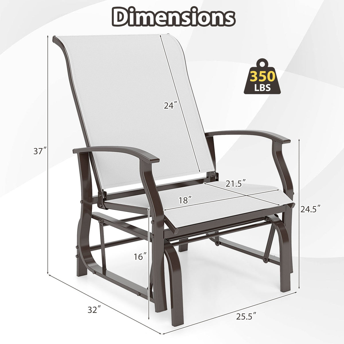 Outdoor Glider Chairs Set of 2 with Ergonomic Backrest and Seat
