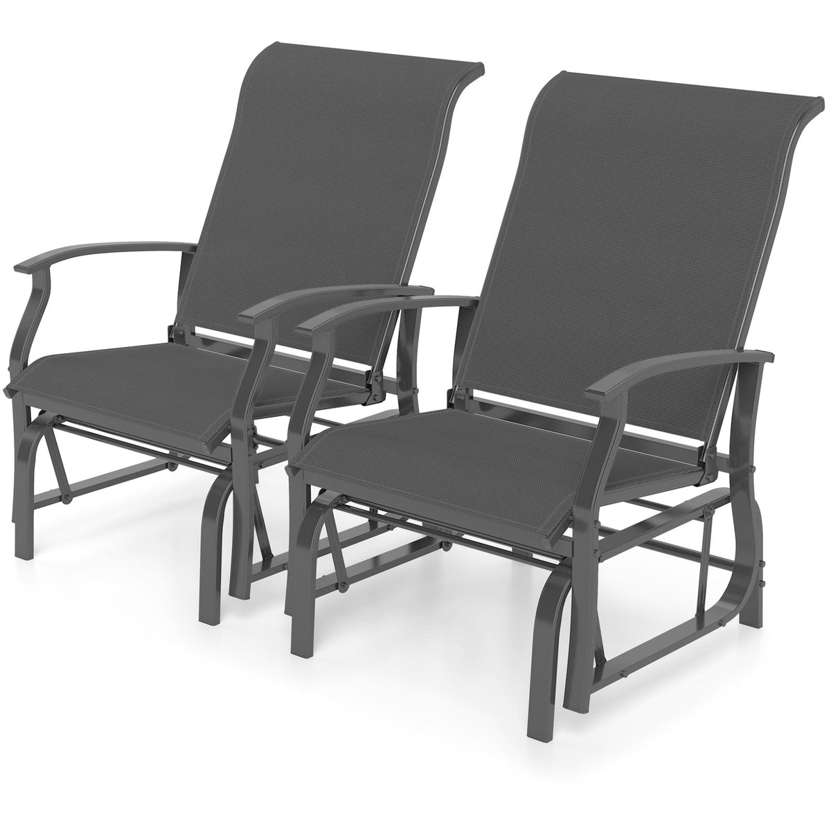 Outdoor Glider Chairs Set of 2 with Ergonomic Backrest and Seat