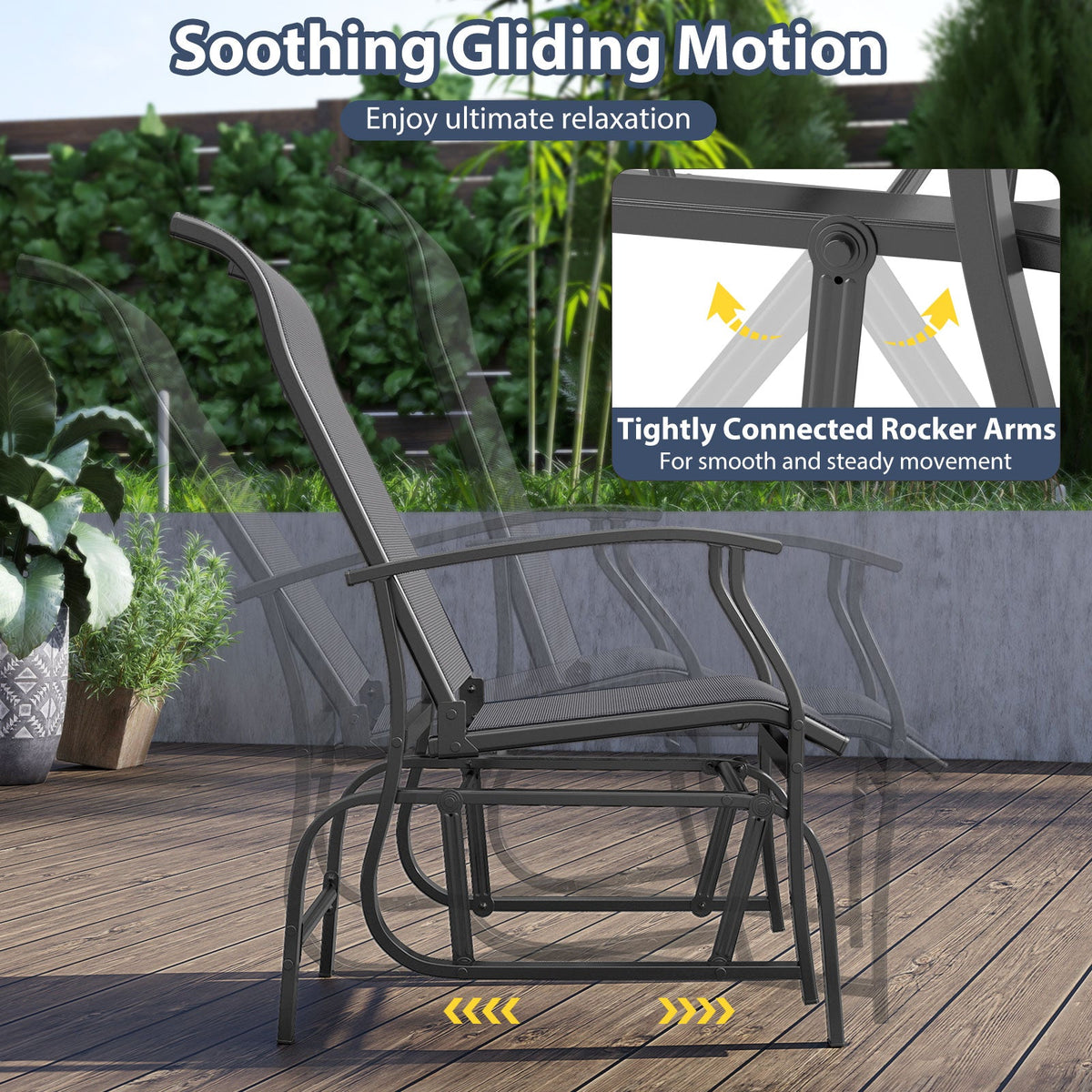 Outdoor Glider Chairs Set of 2 with Ergonomic Backrest and Seat