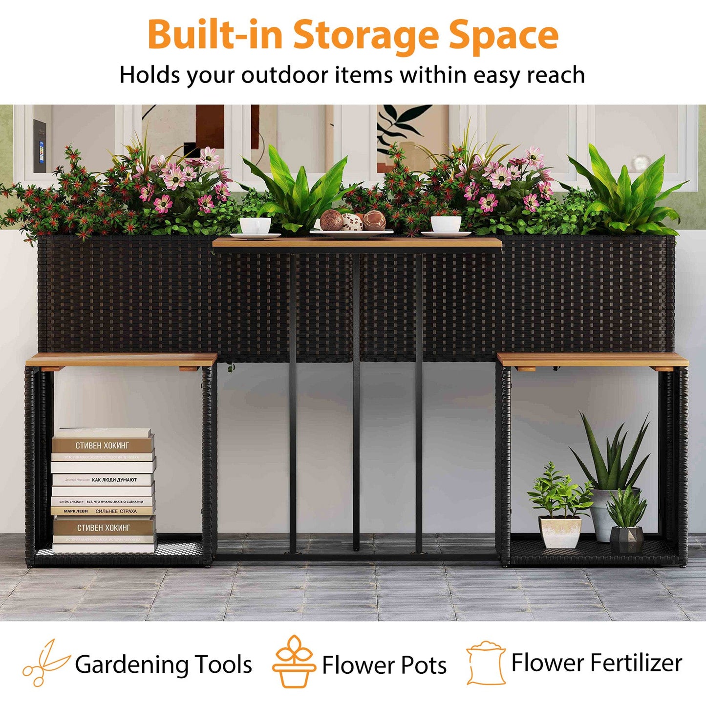 Patio Furniture Set with Raised Garden Bed for Porch and Yard