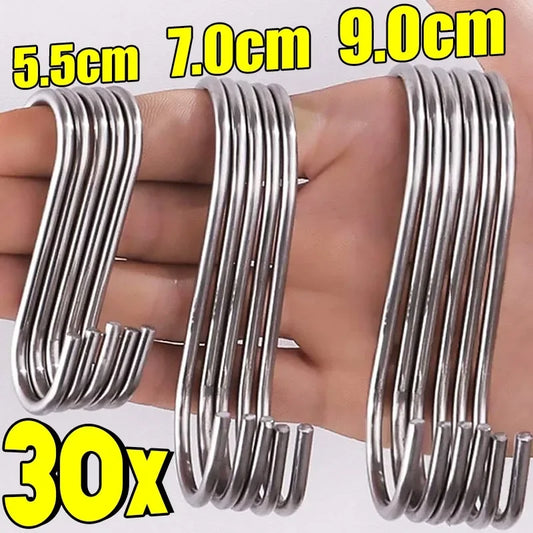 10-30PCS Metal S Hooks Stainless Steel
