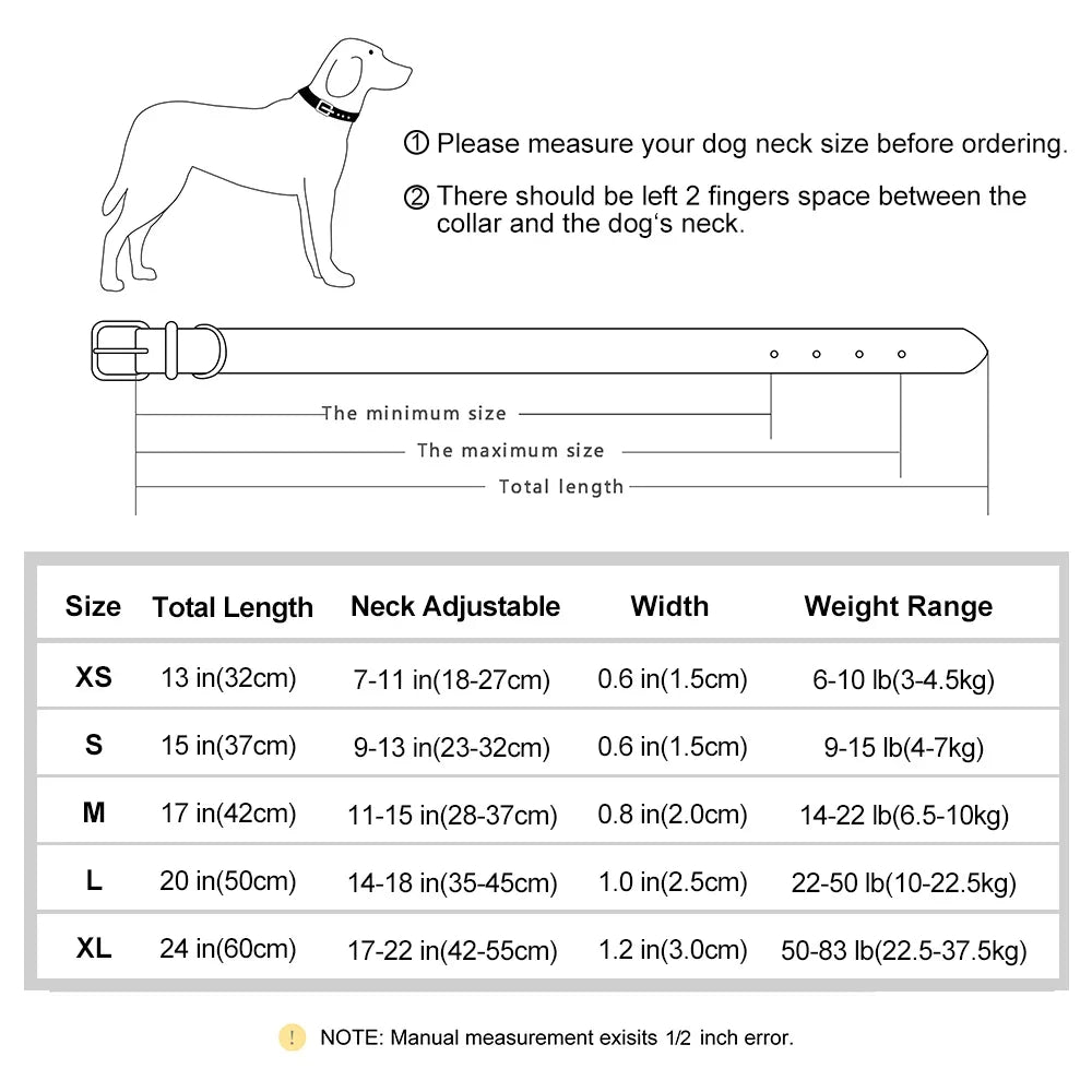 Customized Leather Nameplate Dog Collar Free Engraving Name