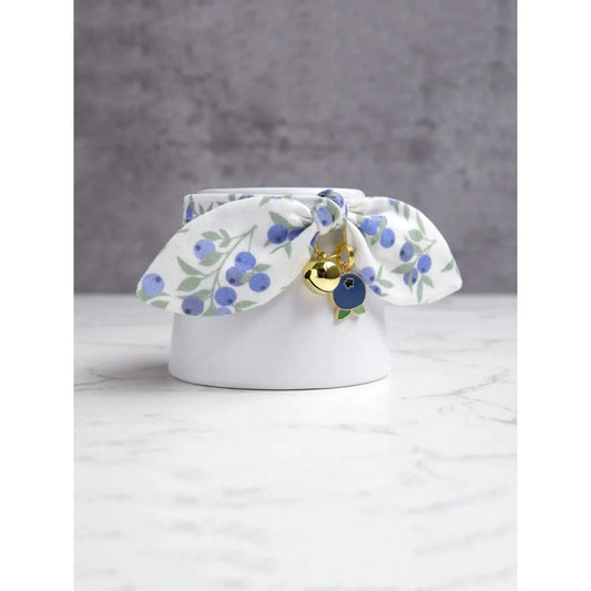1pc Bowknot Cat Collar With Blueberry Fruit Print