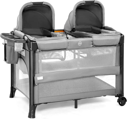 Twin Bassinet for Baby, Bedside Sleeper and Playpen