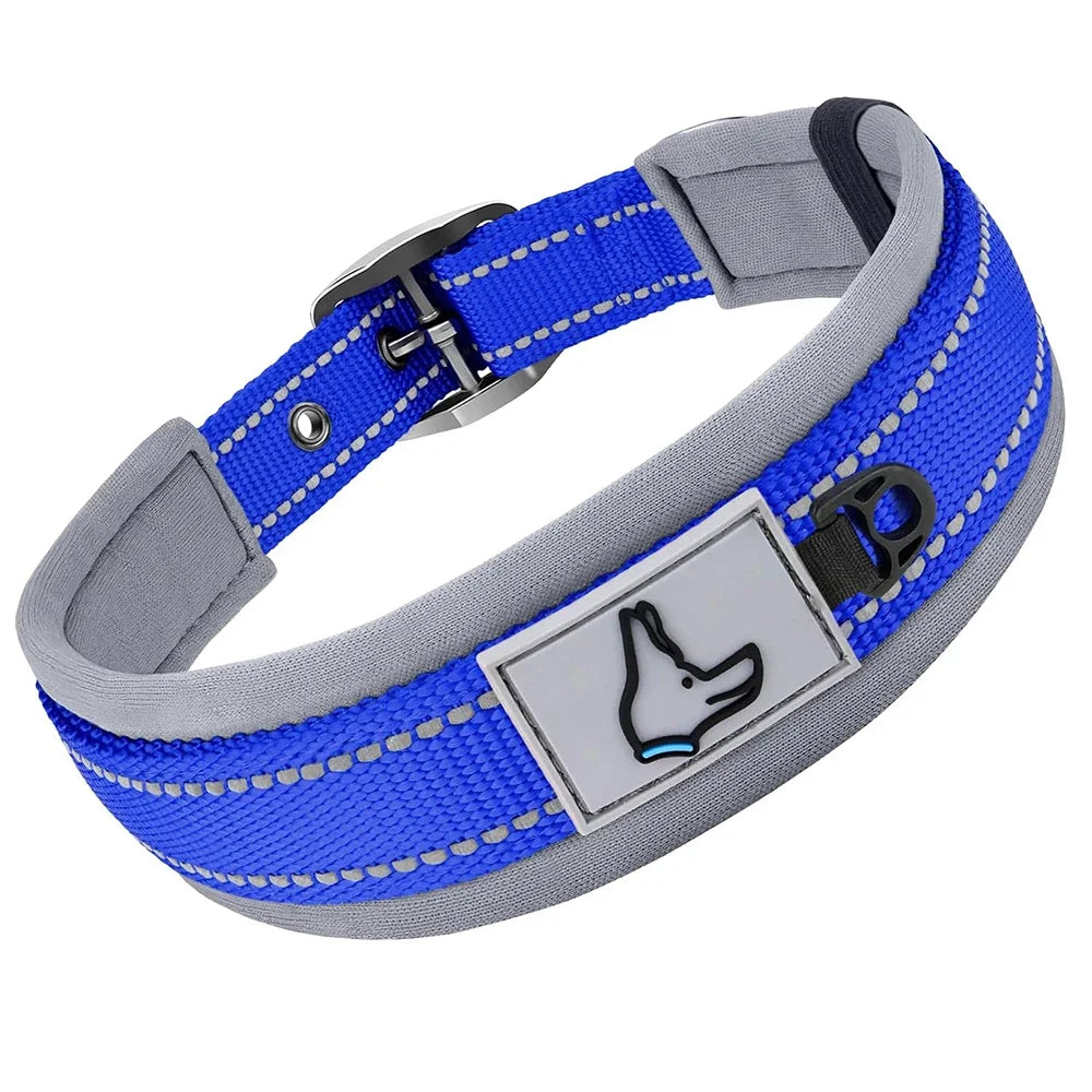 Padded Dog Collars, small Medium large, Reflective