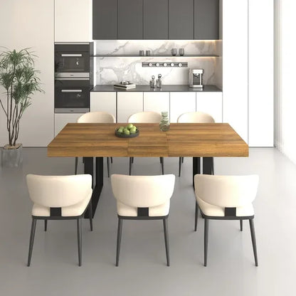 Recextendable dining table aged effect wood and black