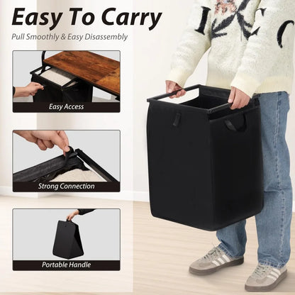 4-Section Laundry Hamper with Shelf