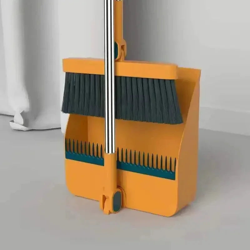 Folding Dustpan & Broom Set, Thick Teeth