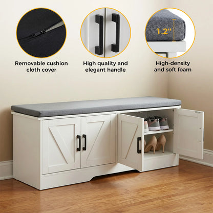 Storage Bench Shoe Organizer Cabinet with Padded Seat