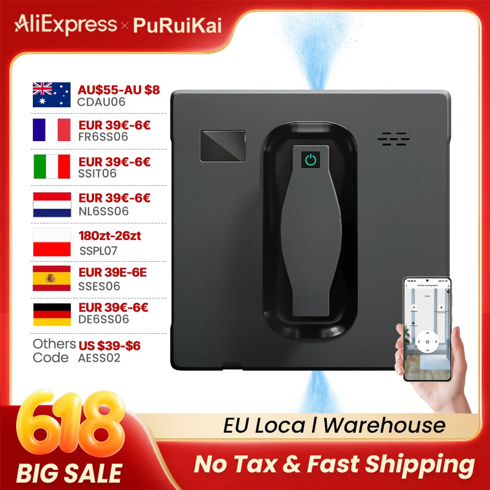 Robot Window Cleaner,Dual Water Spray