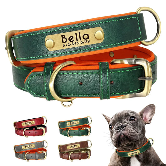 Customized Leather Nameplate Dog Collar Free Engraving Name