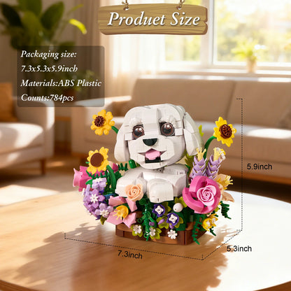 Dogs Bouquet Succulent Building Blocks Set