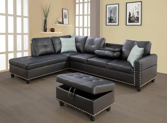 Sectional Sofa Couch, Modern, Chaise Lounge, 2 Pillows
