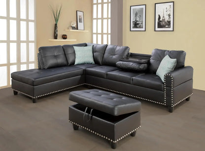 Sectional Sofa Couch, Modern, Chaise Lounge, 2 Pillows