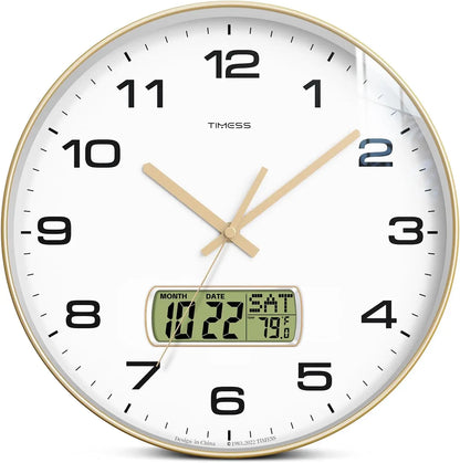 Calendar Wall Clock,3 Sizes 4 Colors
