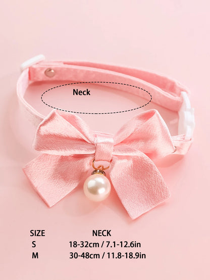 Cats Collar Lace Bow Tie hanging pearl