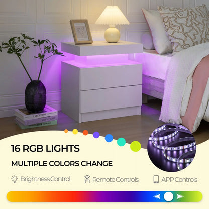 Cubehom LED Nightstands with 2 Drawers