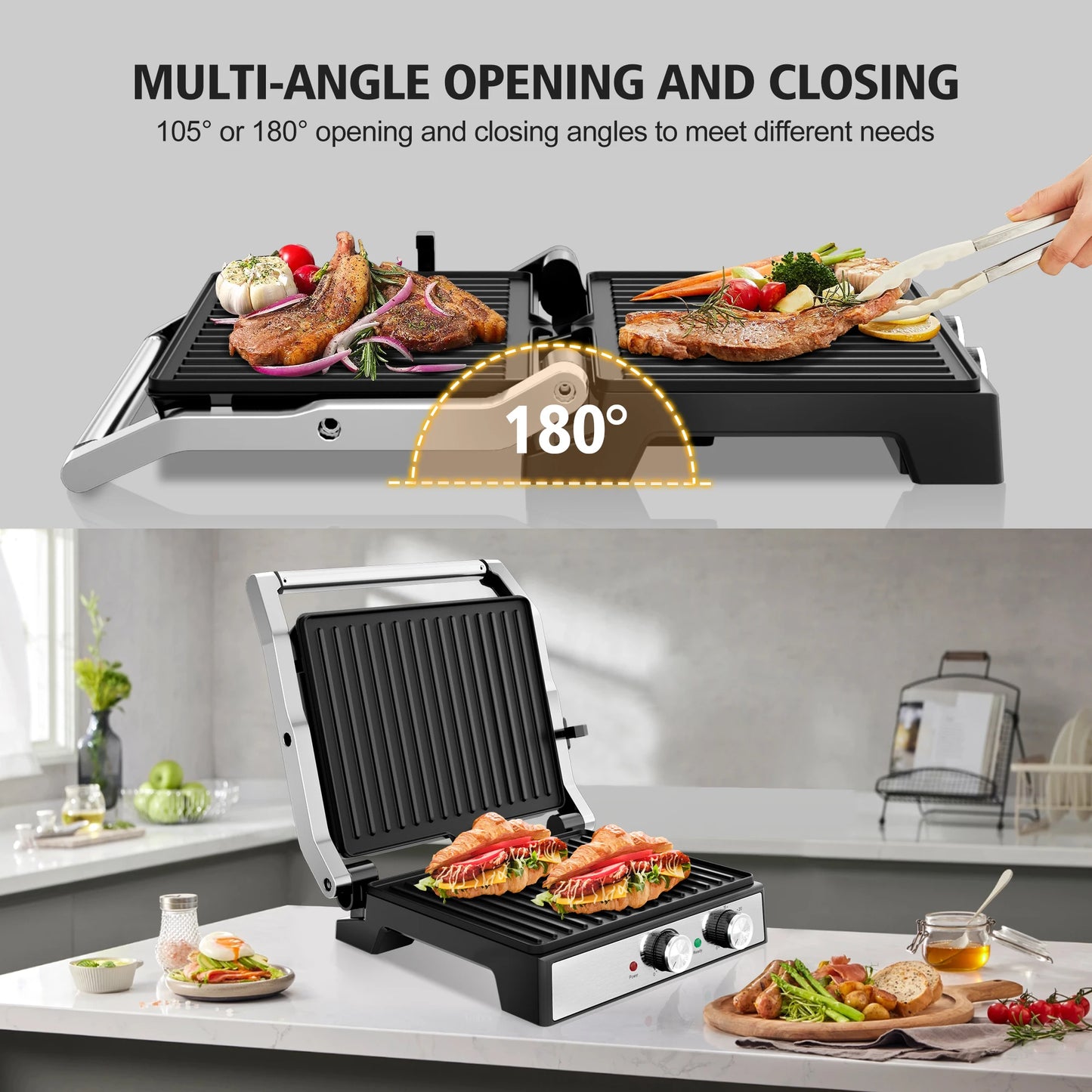 4-Slice Press Electric Grill Sandwich Maker
