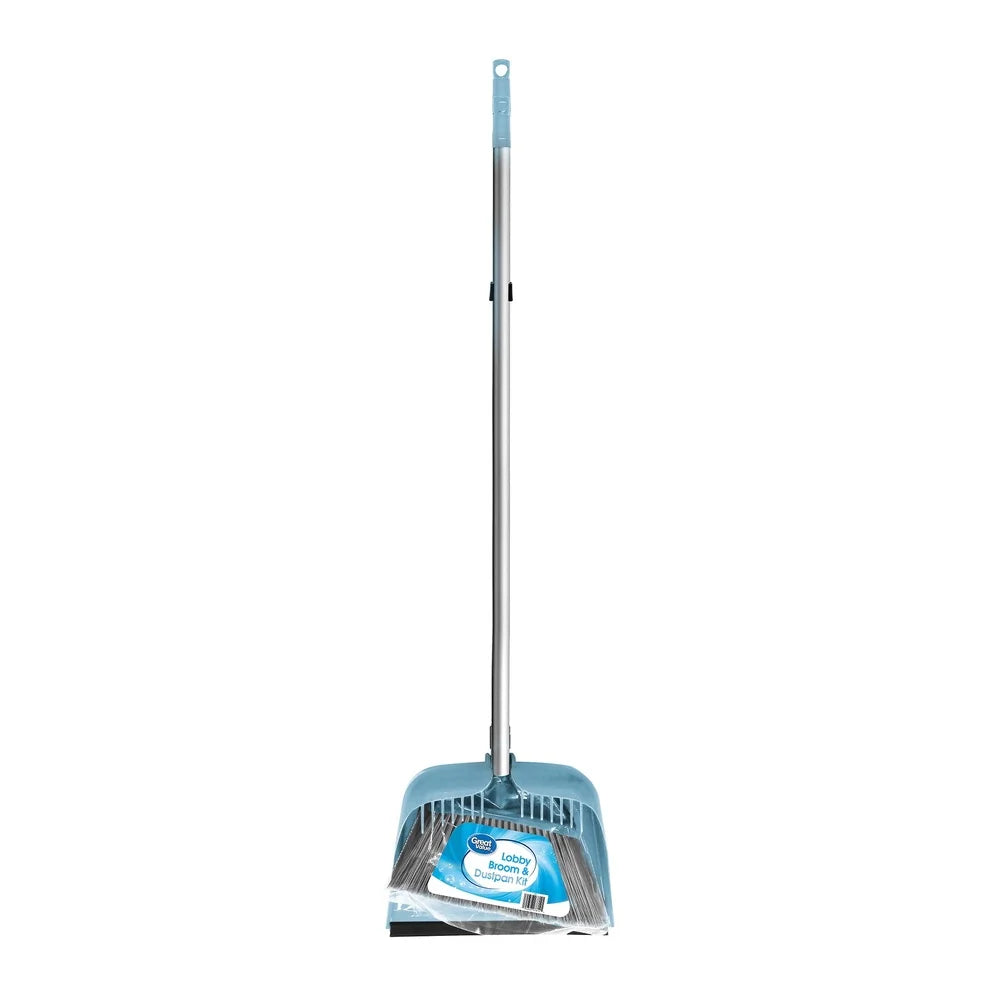 Broom Dustpan, Long Handle, Compact Durable Rubber