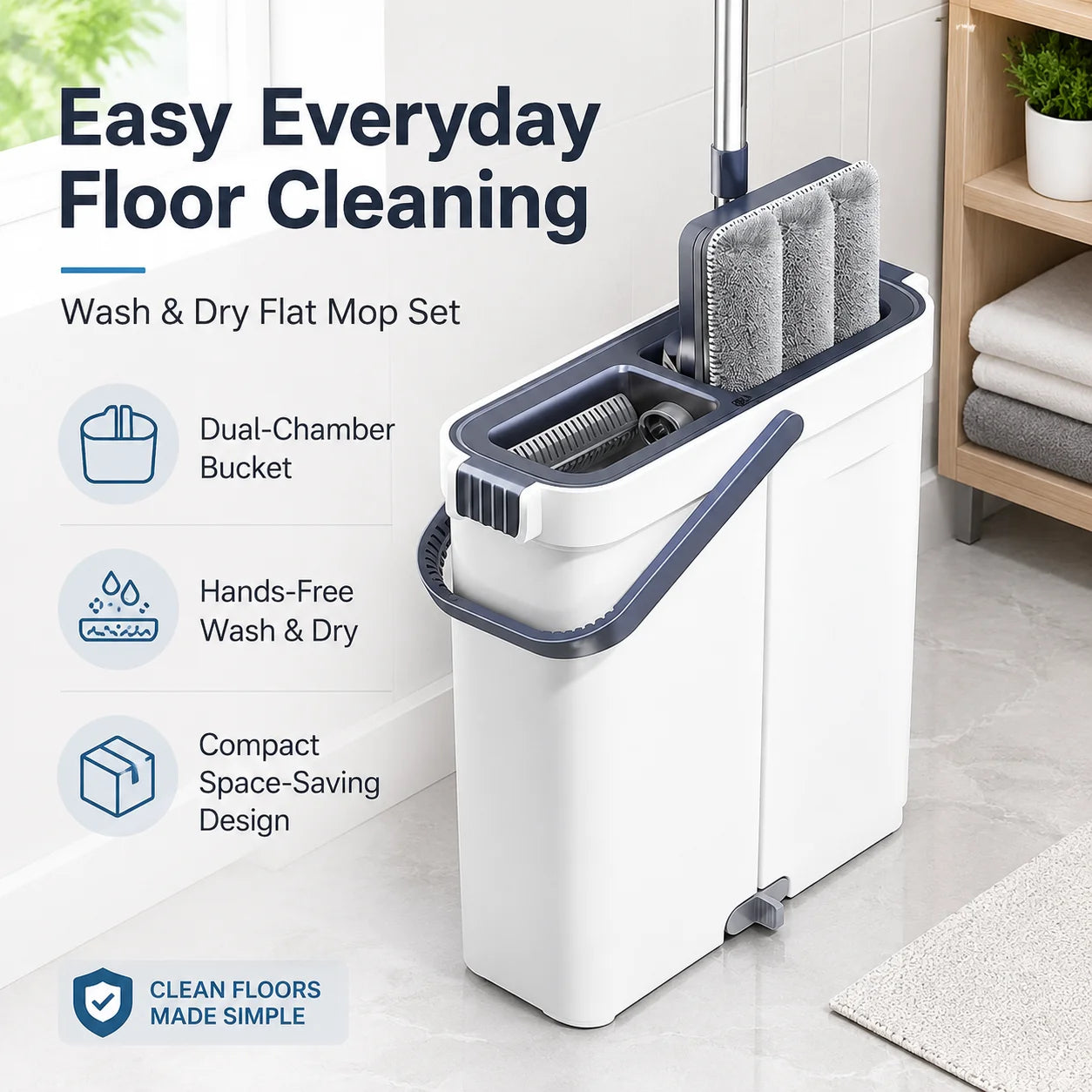 Slim Mop Bucket Set (Only 5.3" Wide)