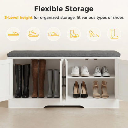 Storage Bench Shoe Organizer Cabinet with Padded Seat
