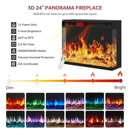 Fireplace TV Stand, Sided Glass Media Entertainment Center
