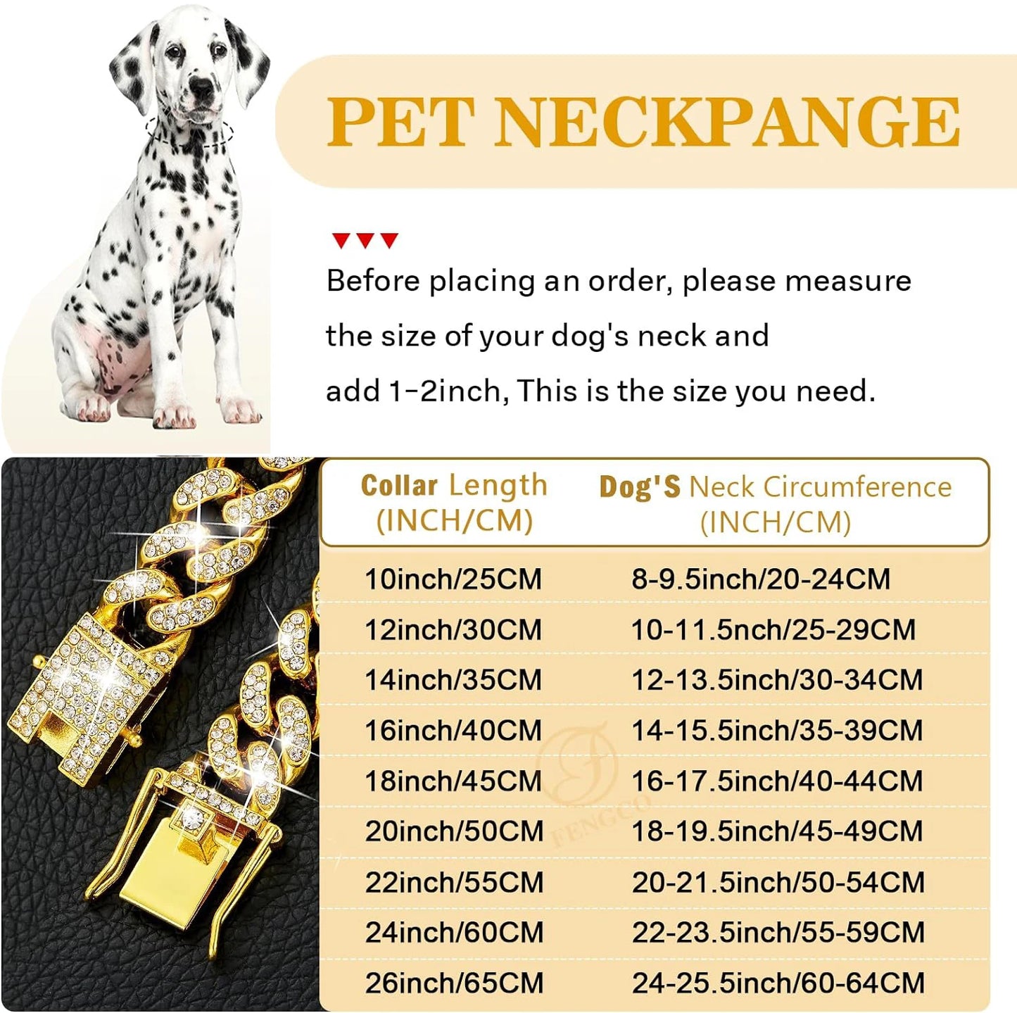 Dog Chain Collar Luxury Gold Pet Metal Chain