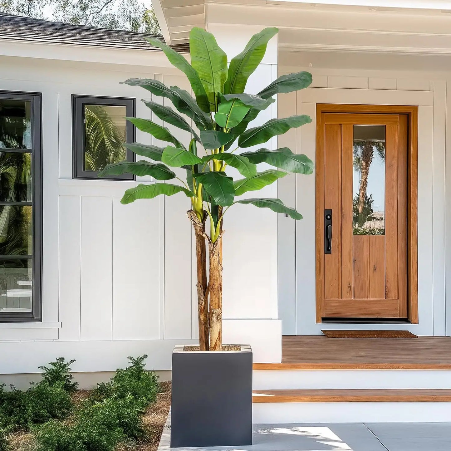 Artificial Banana Tree with Grey Planter