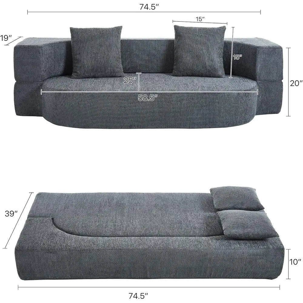 Twin Size Convertible Sleeper Sofa with Breathable Foam