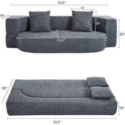 Twin Size Convertible Sleeper Sofa with Breathable Foam