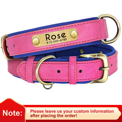Customized Leather Nameplate Dog Collar Free Engraving Name