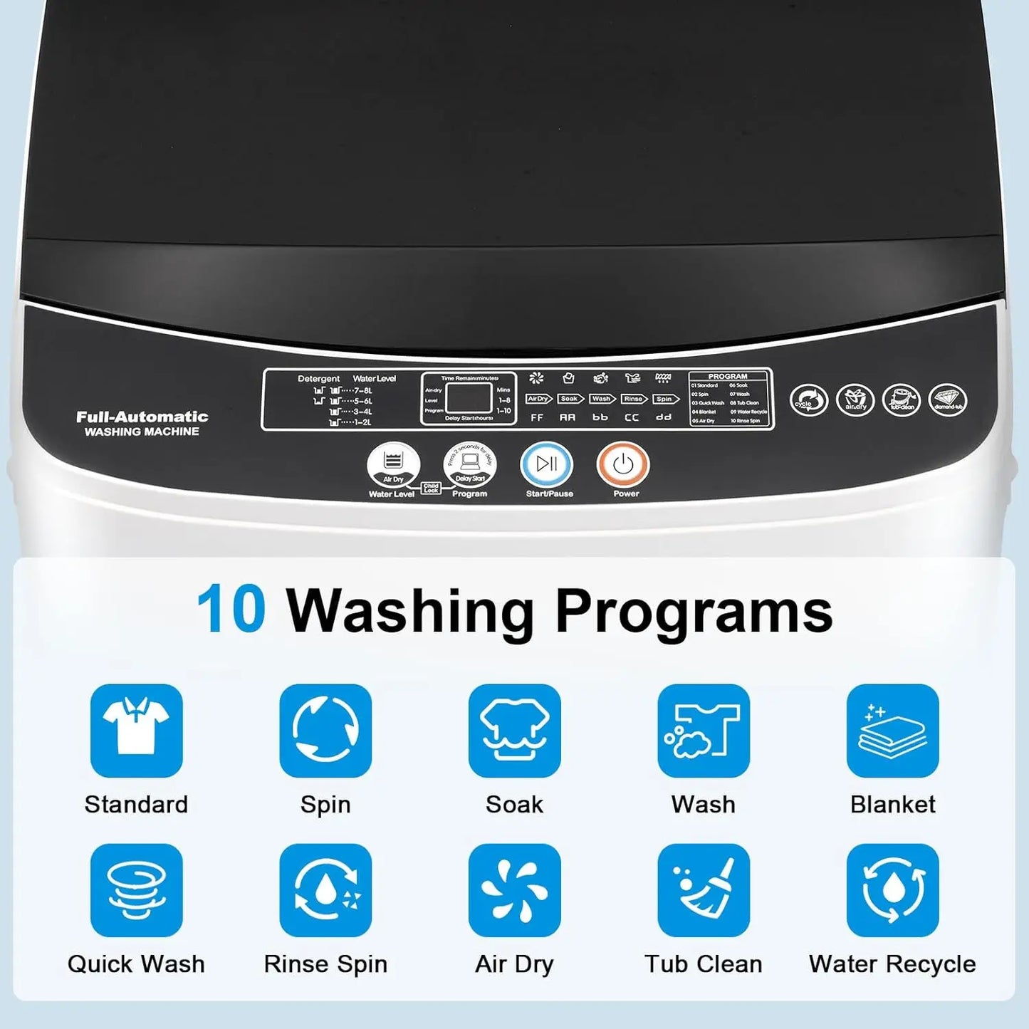 Portable, Full-Automatic Laundry Machine 10 Cycles