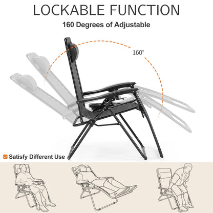 Portable Recliner Camping Patio Outdoor Lounge Chair