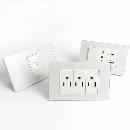 118 Series 118*75mm Tempered Glass US Thai Wall Socket Dual USB Type-C Ports Light Switch Smart Home Appliance 110V Home Office