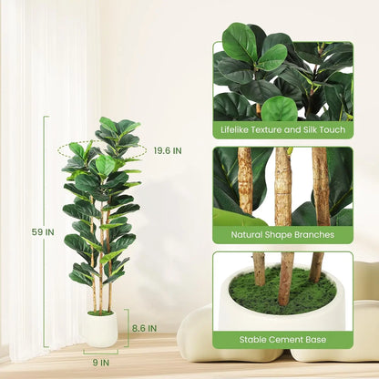 Fiddle Leaf Fig Tree with Pot Faux Trees
