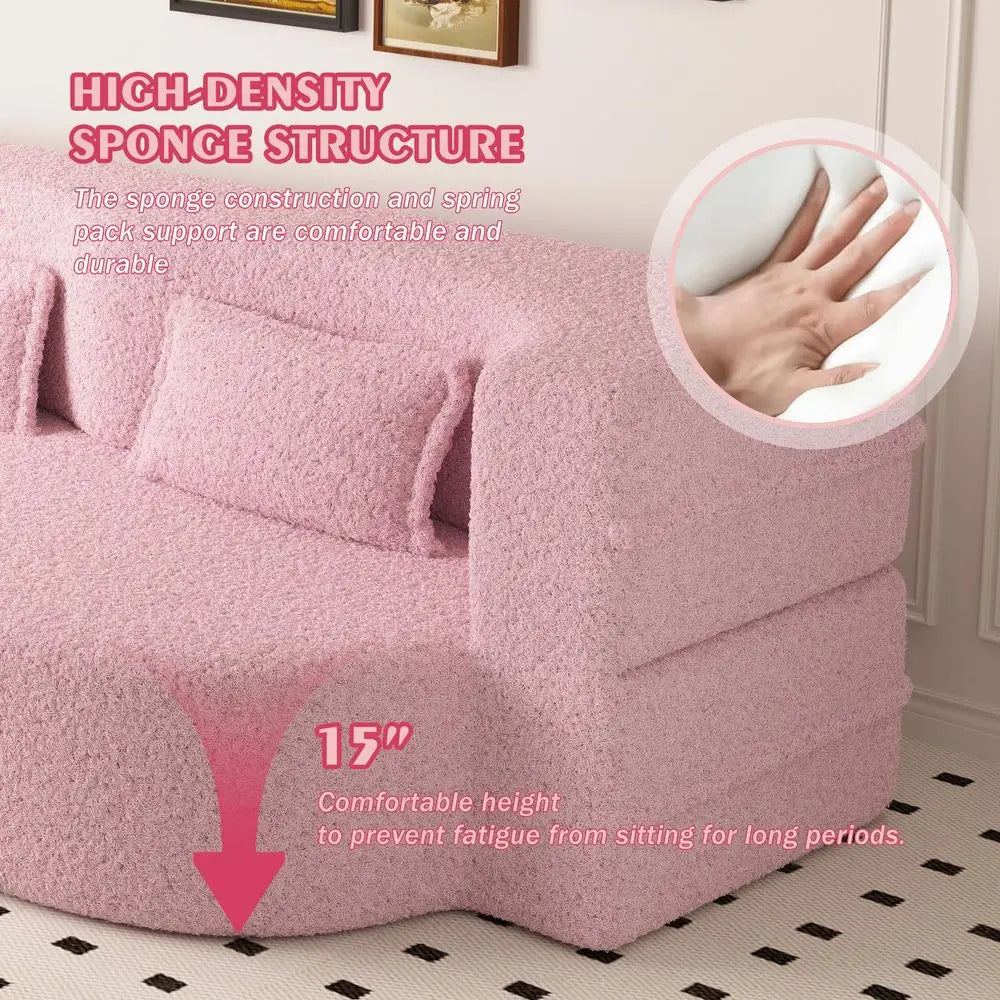 Teddy Folding, Sofa Couch Bed, Convertible, 2 Pillows
